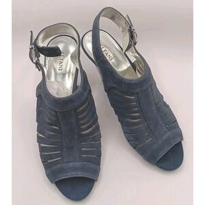 AFANI Navy Suede Cutout Peep Toe Slingback Heels Women's Size 8.5M